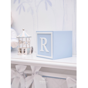 Cubo ABC Azul e Branco